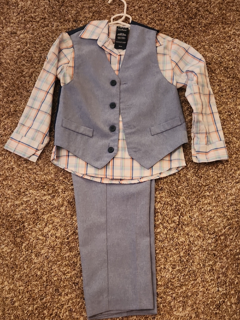 Izod Light Blue Vest with Plaid Button-Up Shirt